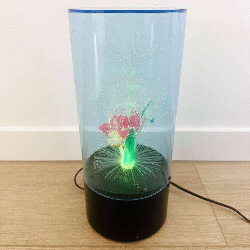 Vintage Fiber Optic Color Change Motion Flower Lamp Music Box 1980s Starburst
